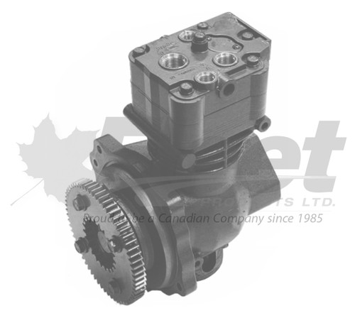 5018653X BA-921 air brake compressor, remanufactured for Detroit Diesel Series 60, 6-bolt head, rear discharge, 9-tooth spline 23536774, 5018652, 5018653, 5018654, 5018652X (5 BOLT HEAD DETRIOT)