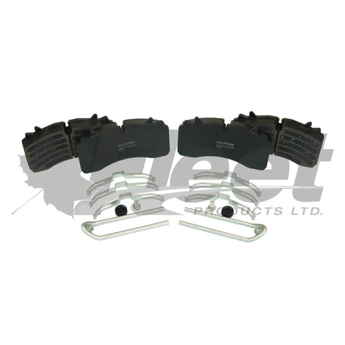 PE1777HK air disc pads for WABCO PAN22 with full hardware, corrosion resistance, and MRS bonding