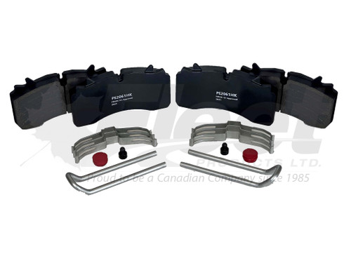 PE1777HK premium brake pads kit for WABCO PAN22 calipers, includes full hardware, copper-free friction