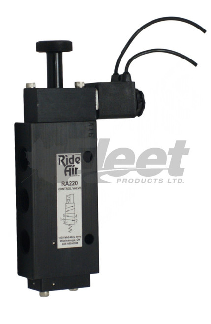 ra220 5-port solenoid valve for truck air systems, 12v spring return, internal pilot, manual override compatible