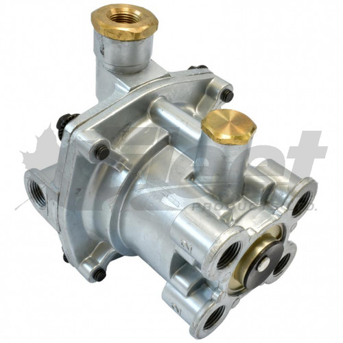 Sealco 110205-G relay emergency valve, charging-style 4-port ratio valve, 3/8" control and supply, 3/4" reservoir, 4.5 PSI crack pressure replacement for heavy-duty trailers.