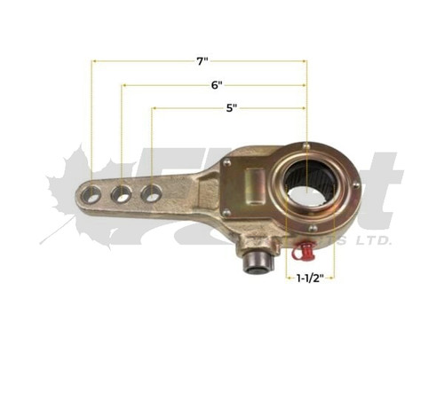 FP44071 manual slack adjuster with 28 spline, 1-1/2 inch cam and 5, 6, 7 inch arm lengths for truck brakes