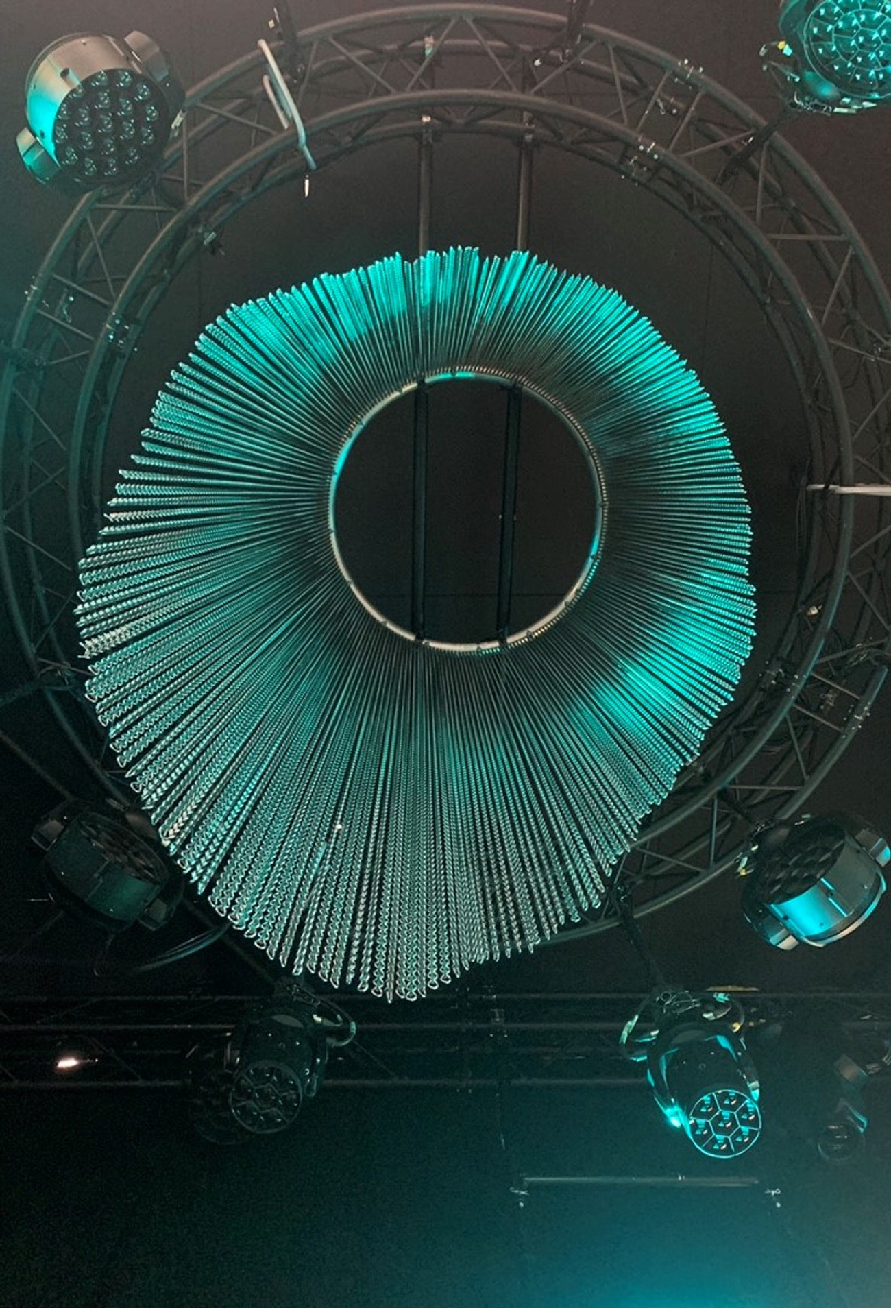 Flexi Rail - Used in a lighting display to create a circle fixture. This was 2 lengths of flexi rail that was curved into the circle and installed with the lighting being projected onto the chain.