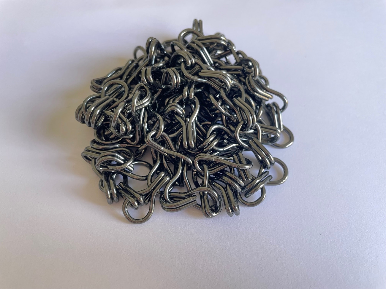 Pewter Aluminium Chain. This chain is used in design and pest control. It can be installed indoors or outdoors on windows or doors to stop flies from entering the property. The chain when used in a screen will also stop bees, wasps and other flying bugs entering.