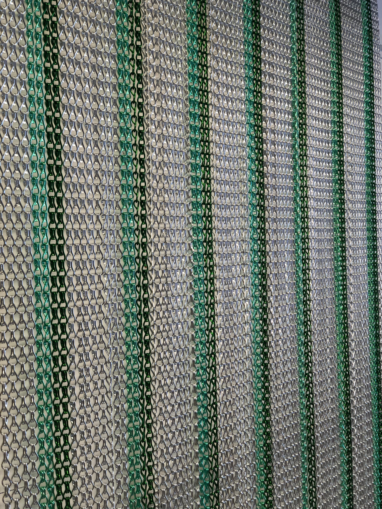 Metallic Green, Forest Green and Silver Striped Screen. Fully customised to your measurements and specification