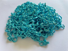 Turquoise Premium Aluminium Chain. Sway screens are offering this colour exclusively in the UK. Made from high grade anodised aluminium. The chain can be used in repairs, replacements or to build your own screen. Sold by the metre, this chain can be used in pest control screens or in decorative pieces.
