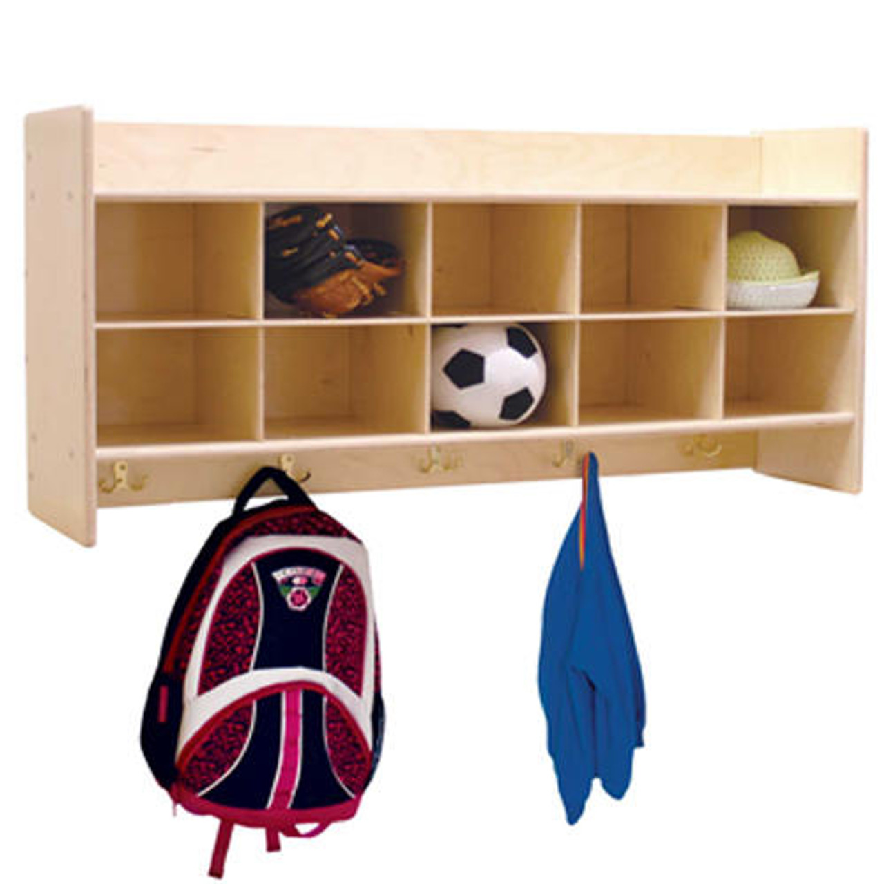 C51409F Wall Hanging Cubby Storage without Trays, Assembled - WoodDesigns