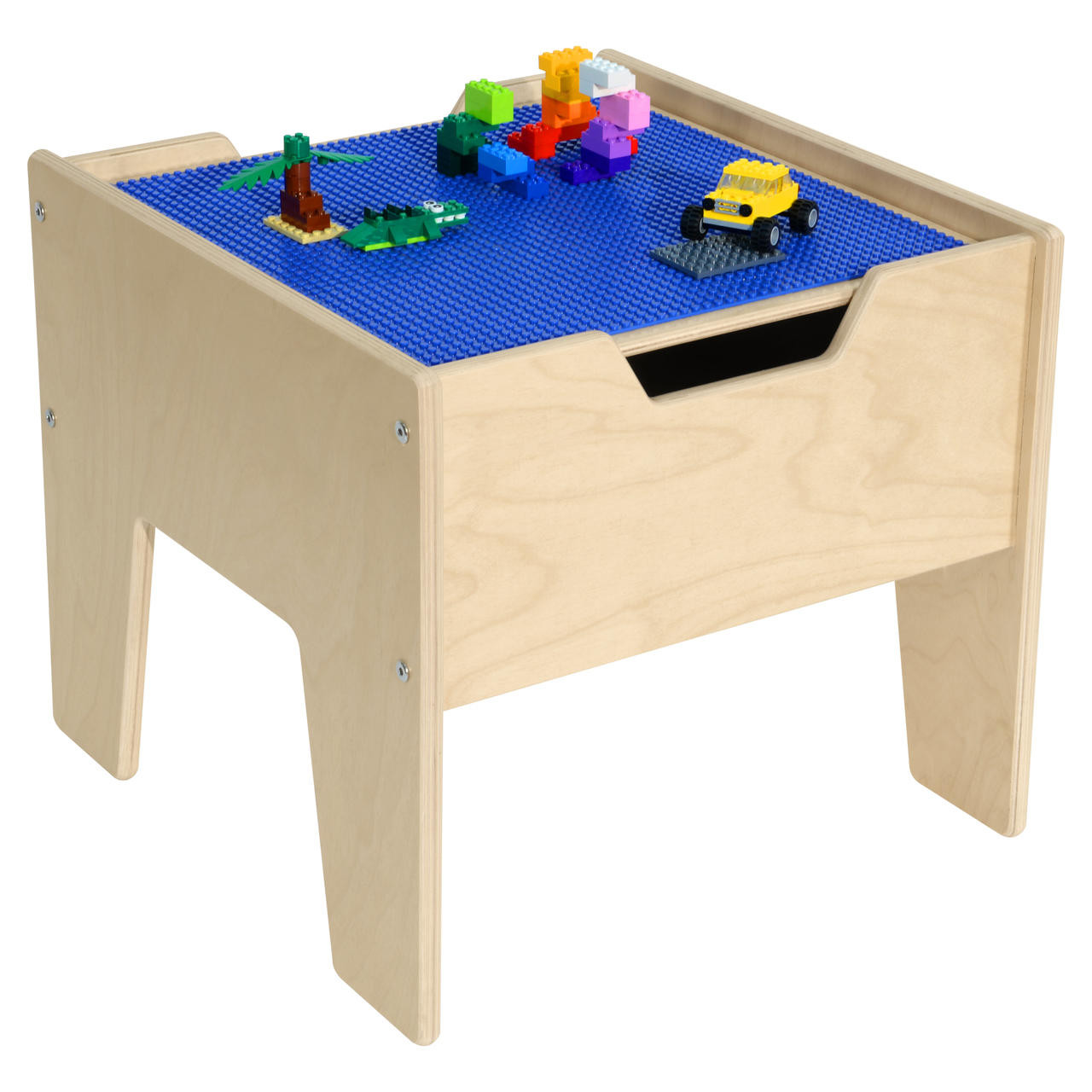 2-N-1 Activity Table with Blue LEGO® Compatible Top - RTA - WoodDesigns
