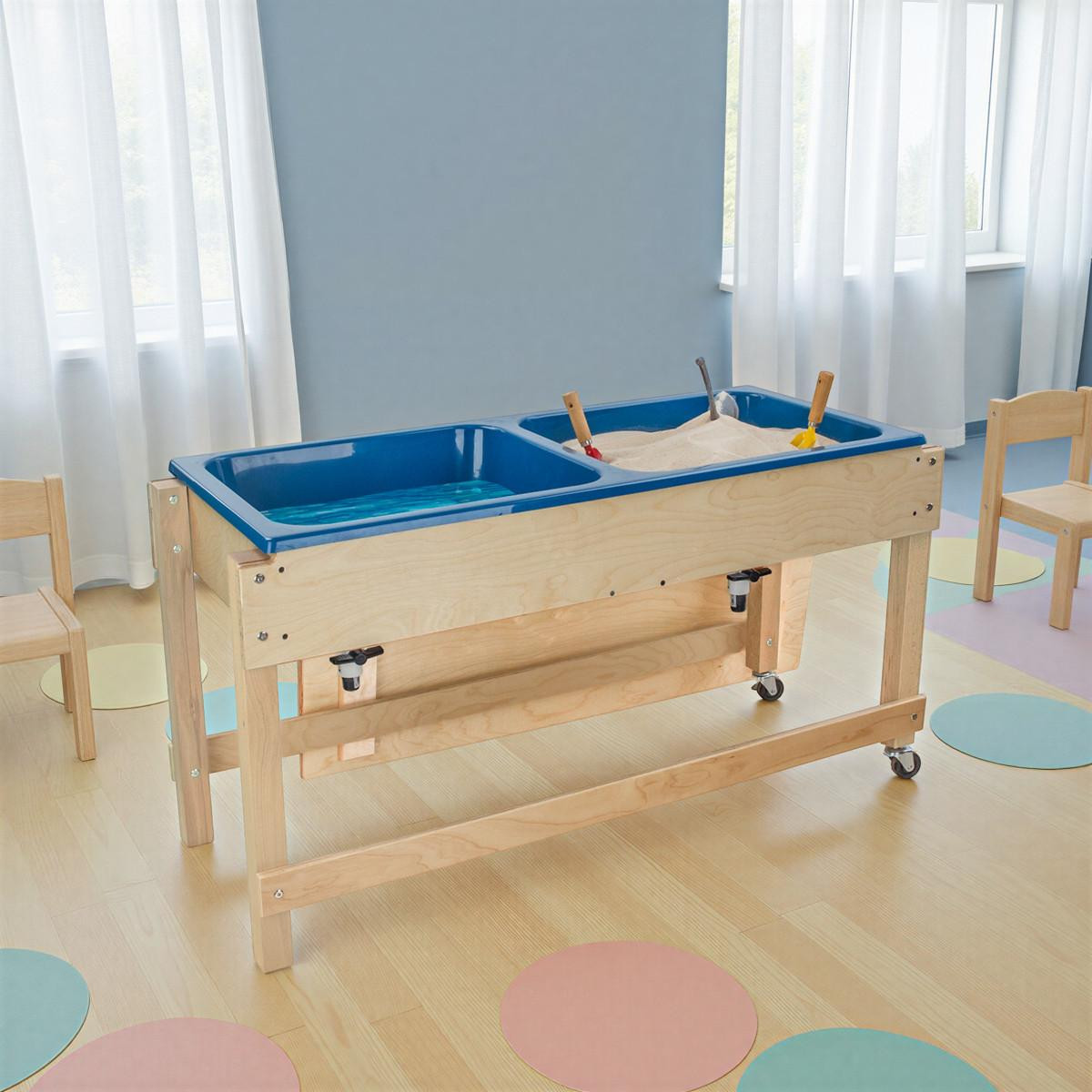 WD11810DBB Double Sand and Water Table with Top/Shelf- Blue