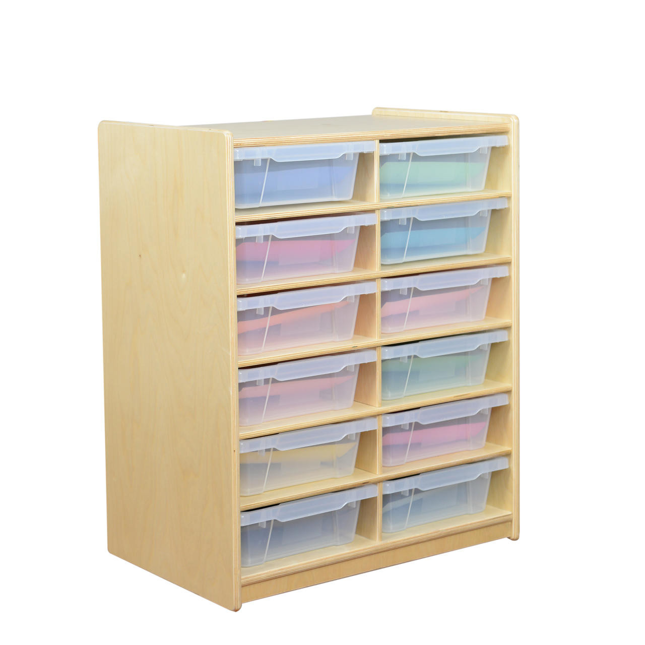 (12) Letter Tray Storage Unit with Translucent Trays WoodDesigns