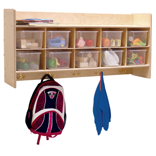Contender C51401F Wall Hanging Cubby Storage w/10 Translucent Trays, Assembled