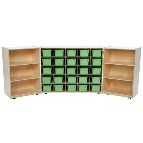 Wood Designs WD25509LG 25 Tray Tri-Fold Storage with (25) Lime Green Trays 