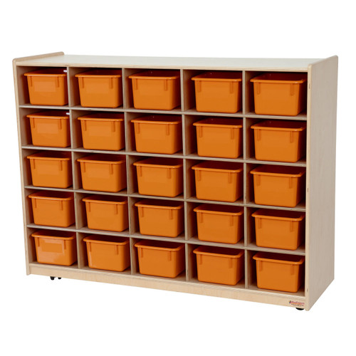 Wood Designs WD16009OR 25 Tray Storage with Orange Trays 