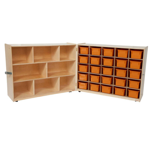 Wood Designs WD23609OR Tray & Shelf Fold Storage with (25) Orange Trays 