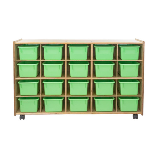 Contender C14509F-C5LG 20 Tray Storage w/Lime Green Trays, Assembled w/Casters 