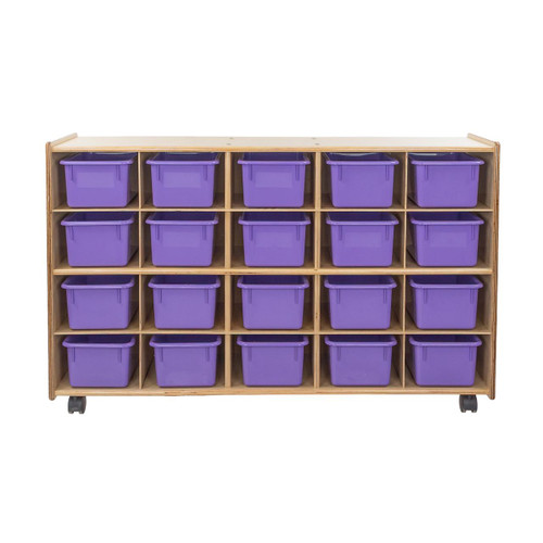 Contender C14509PPF-C5 20 Tray Storage w/Purple Trays, Assembled w/Casters