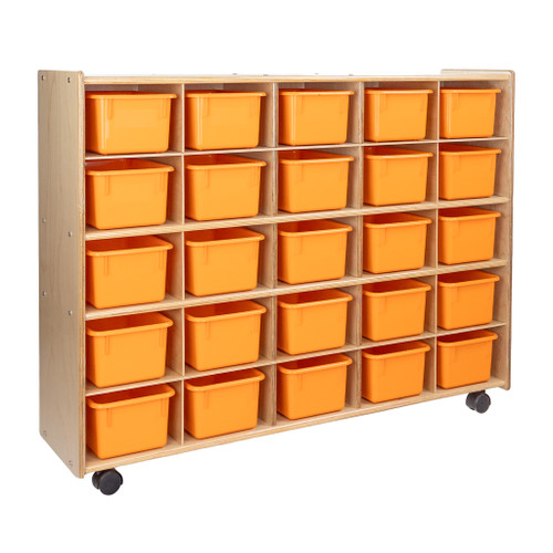 Contender C16009F-C5OR 25 Tray Storage w/Orange Trays, Assembled w/Casters