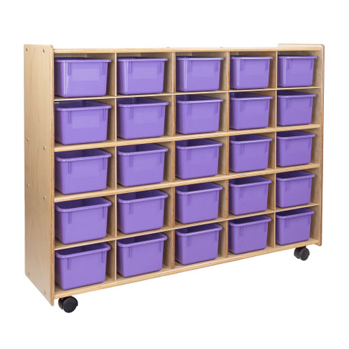 Contender C16009F-C5PP 25 Tray Storage w/Purple Trays, Assembled w/Casters