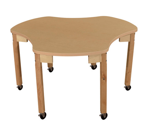 HPL4448C14C6 Mobile Synergy Union 44 x 48 High Pressure Laminate Group Table with Hardwood Legs- 14