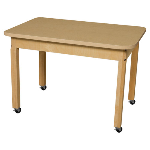 HPL243618C6 Mobile Rectangle High Pressure Laminate Table with Hardwood Legs- 18