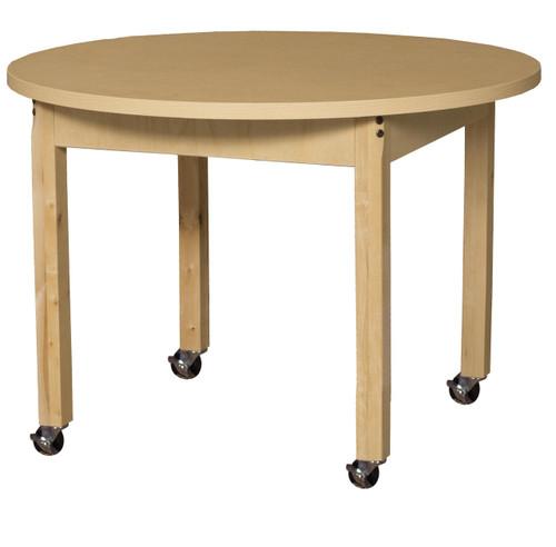 HPL36RND14C6 Mobile 36 Round High Pressure Laminate Table with Hardwood Legs- 14