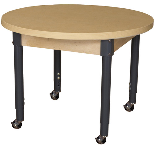 HPL36RNDA1829C6 Mobile 36 Round High Pressure Laminate Table with Adjustable Legs 19-30