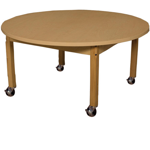 HPL42RND14C6 Mobile 42 Round High Pressure Laminate Table with Hardwood Legs- 14