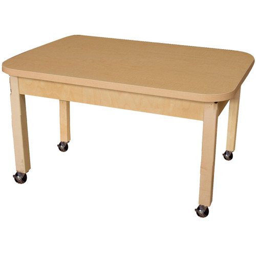 HPL244814C6 Mobile 24 x 48 Rectangle High Pressure Laminate Table with Hardwood Legs- 14