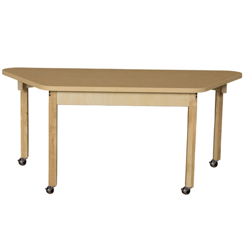 HPL3060TRPZ22C6 Mobile Trapezoidal High Pressure Laminate Table with Hardwood Legs- 22