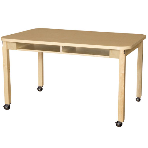 HPL3648DSK26C6 Mobile 36 x 48 Four Seater High Pressure Laminate Desk with Hardwood Legs- 26