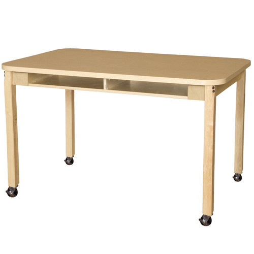 HPL3648DSK29C6 Mobile 36 x 48 Four Seater High Pressure Laminate Desk with Hardwood Legs- 29