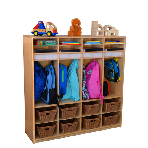 Maple Heritage 4 Section Locker with 8 Baskets