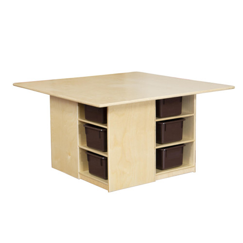 Cubby Table with 12 Brown Trays