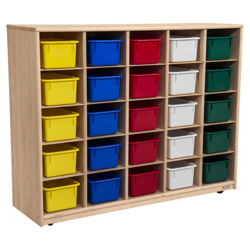 Maple Heritage 25 Cubby Tray Storage with Assorted Trays
