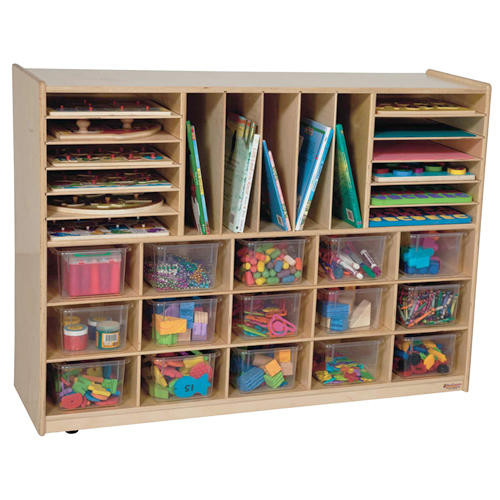 Wood Designs WD14001 Multi-Storage with 15 Translucent Trays