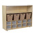 Wood Designs Multi-Use Storage Unit With Medium Baskets and Translucent Cubby Trays 