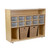 Wood Designs Multi-Use Storage Unit With Large Baskets and Translucent Cubby Trays 