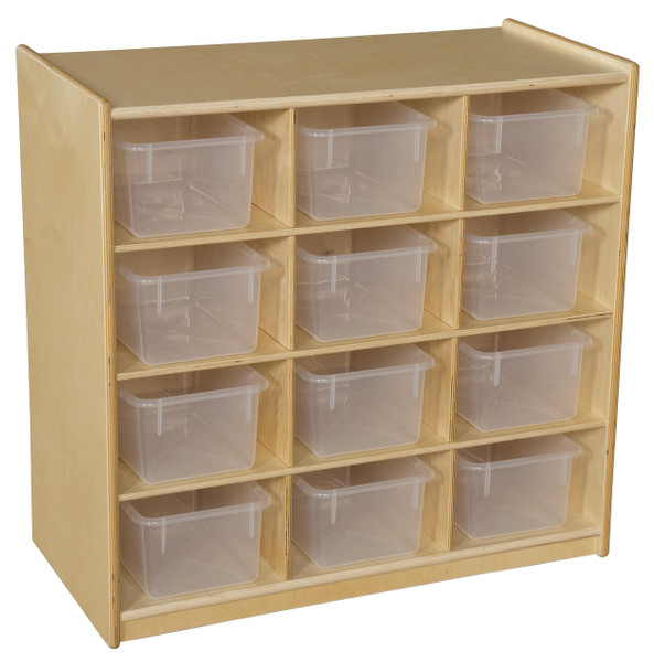Wood Designs WD16121 12 Cubby Storage with Translucent Trays