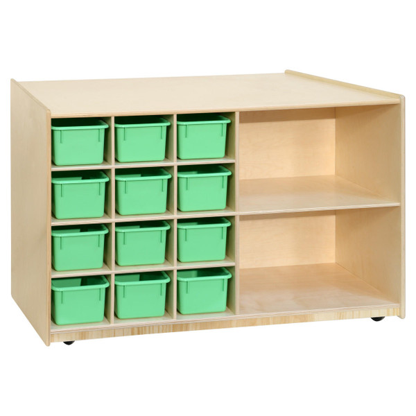 Wood Designs WD16609LG Double Mobile Storage with (12) Lime Green Trays 