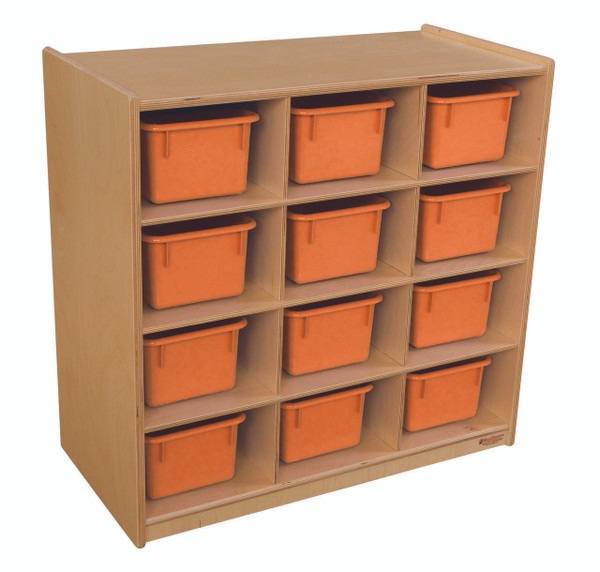 Wood Designs WD16129OR 12 Cubby Storage with Orange Trays