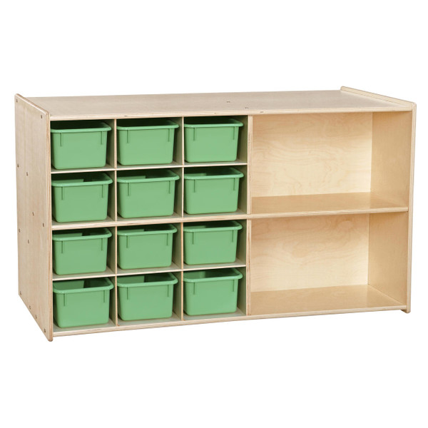 Contender C16609FLG Double Mobile Storage with 12 Lime Green Trays or Fully Assembled