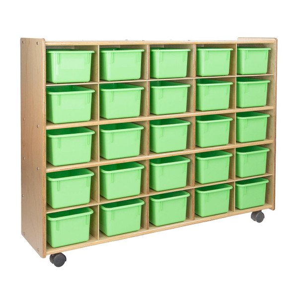 Contender C16009F-C5LG 25 Tray Storage w/Lime Green Trays, Assembled w/Casters 