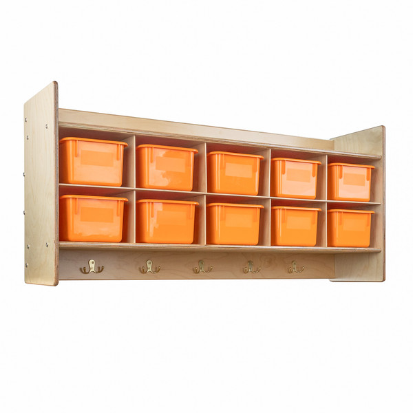 Contender C51409FOR Wall Hanging Cubby Storage w/10 Orange Trays, Assembled