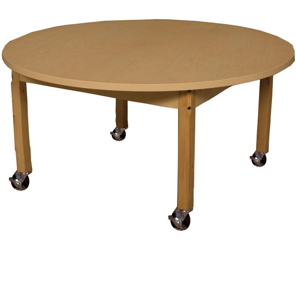 HPL48RND18C6 Mobile Round High Pressure Laminate Table with Hardwood Legs- 18