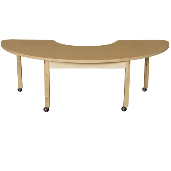 HPL2264HCRC14C6 Mobile Half Circle High Pressure Laminate Table with Hardwood Legs 14