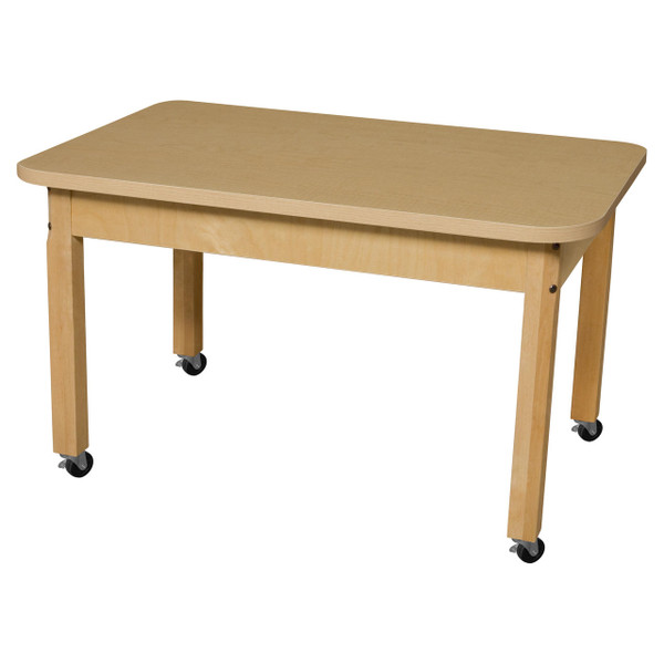 HPL243616C6 Mobile Rectangle High Pressure Laminate Table with Hardwood Legs- 16