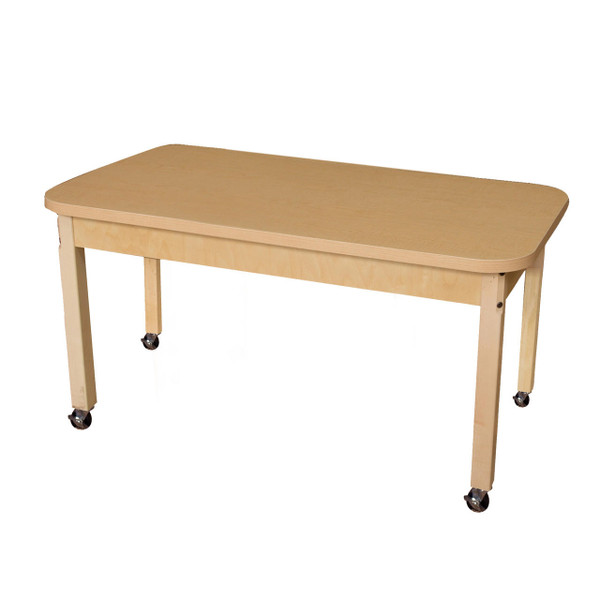 HPL244820C6 Mobile 24 x 48 Rectangle High Pressure Laminate Table with Hardwood Legs- 20