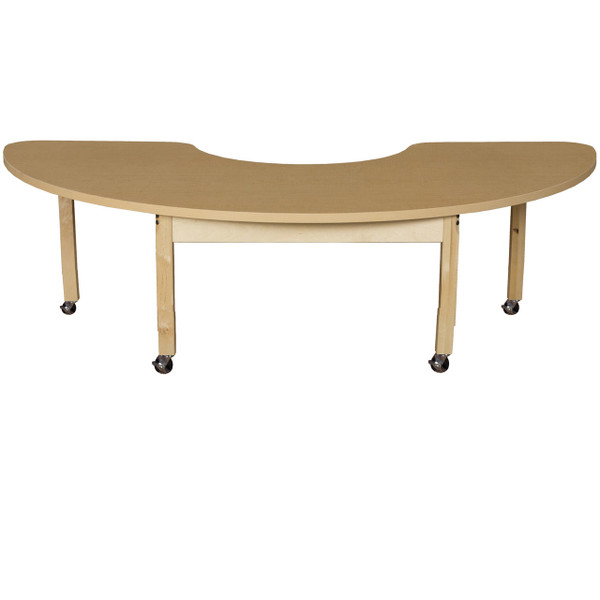 HPL2476HCRC16C6 Mobile 24 x 76 Half Circle High Pressure Laminate Table with Hardwood Legs-16