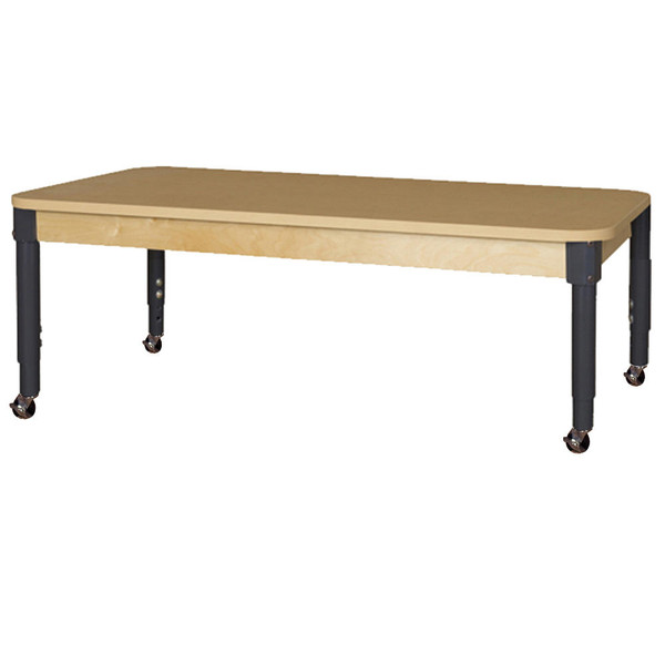 HPL3060A1217C6 Mobile 30 x 60 Rectangle High Pressure Laminate Table with Adjustable Legs 14-19