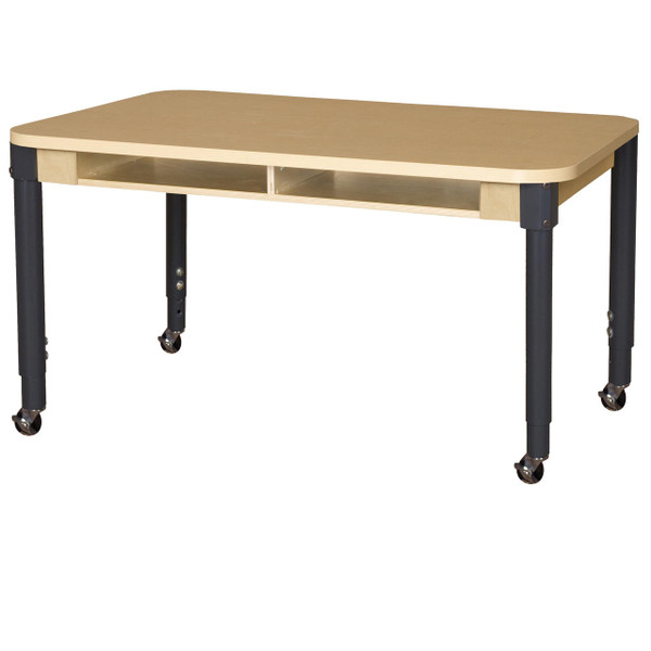 HPL3648DSKA1829C6 Mobile 36 x 48 Four Seater High Pressure Laminate Desk with Adjustable Legs 19-30